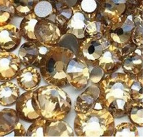 Rhinestones-Glass Round Flat Back- Gold -1440 loose pieces