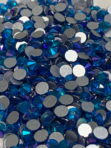 Rhinestones-Glass Round Flat Back- Capri blue AB -1440 loose pieces