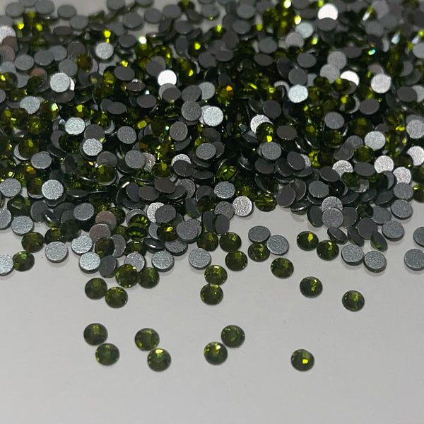 Rhinestones-Glass Round Flat Back- Olive -1440 loose pieces