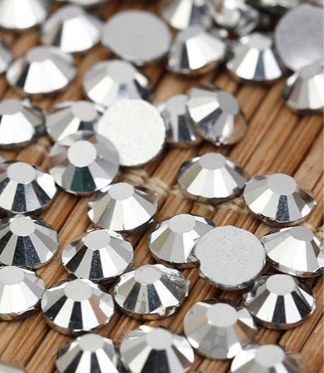 Rhinestones-Glass Round Flat Back- Silver -1440 loose pieces