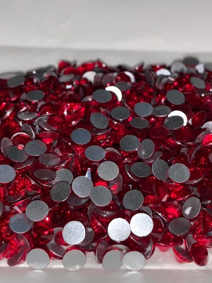 Rhinestones-Glass Round Flat Back- Red -1440 loose pieces