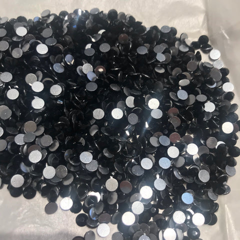 Rhinestones-Glass Round Flat Back- Jet Black- approx 1440 loose pieces