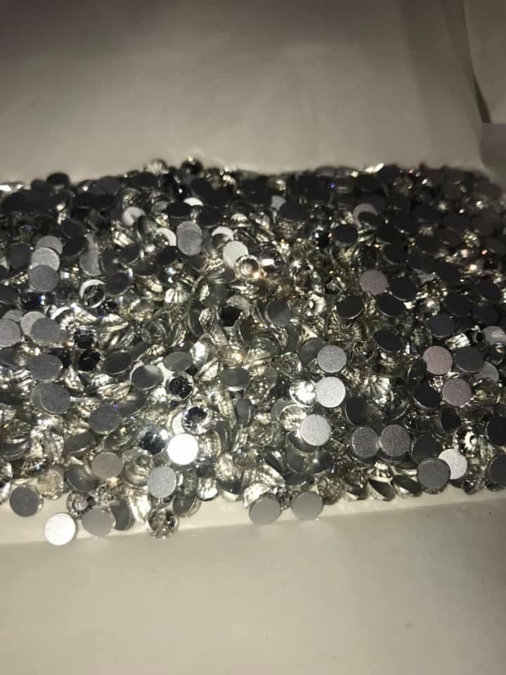 Rhinestones-Glass Round Flat Back- Crystal Clear- approx.1440 loose pieces