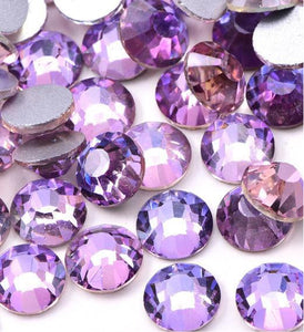 Rhinestones-Glass Round Flat Back- Violet-1440 loose pieces