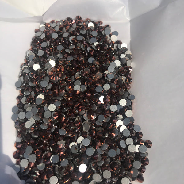 Rhinestones-Glass Round Flat Back- Deep Rose Gold -1440 loose pieces