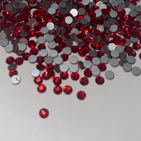 Rhinestones-Glass Round Flat Back- Bright Red -1440 loose pieces