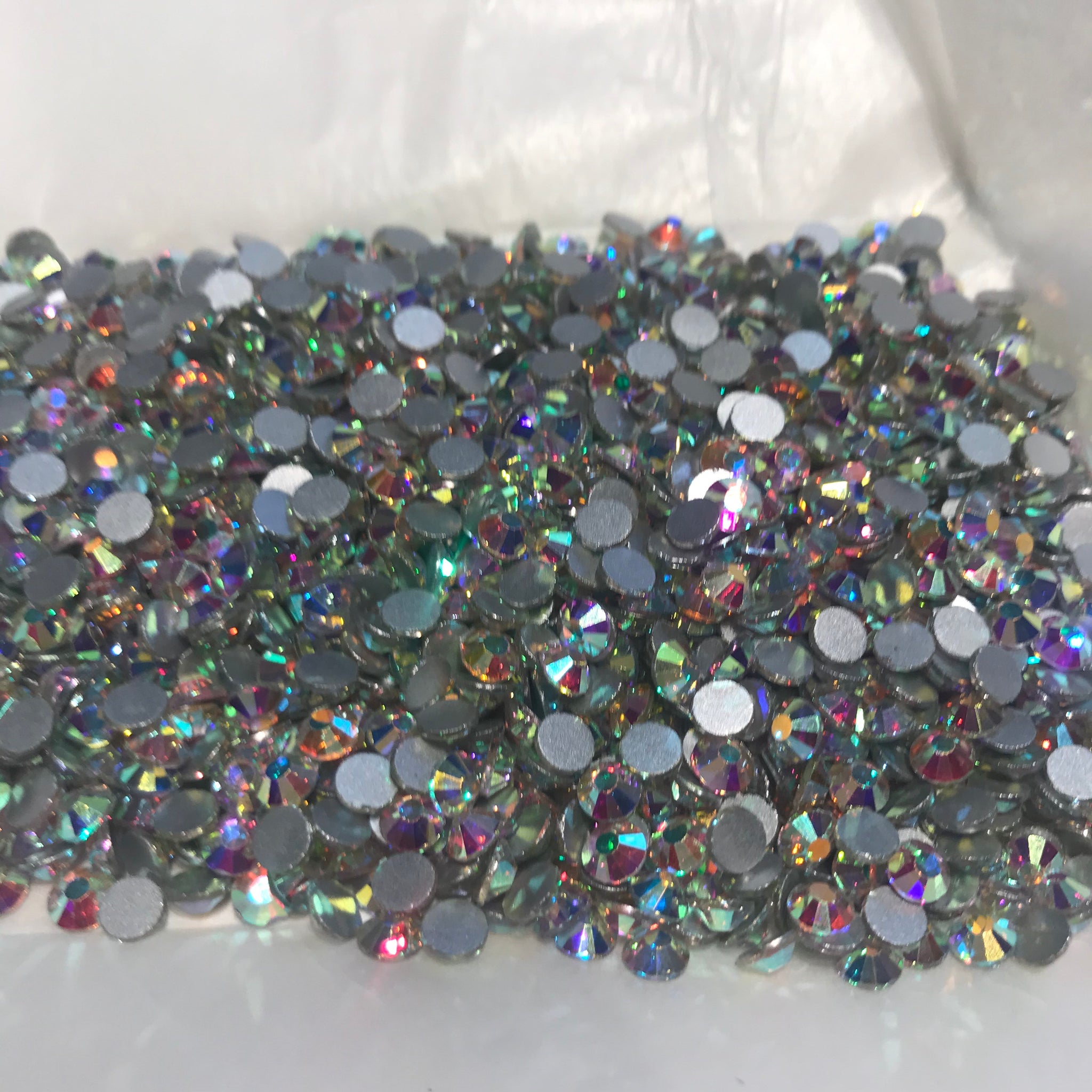 Rhinestones-Glass Round Flat Back- Crystal AB - approx. 1440 loose pieces