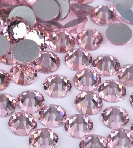 Rhinestones-Glass Round Flat Back- Light Pink -1440 loose pieces